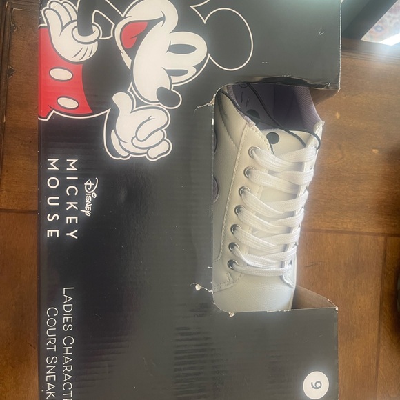 White and Purple Sneakers with Mickey Mouse Design - Picture 2 of 6